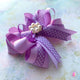 Purple Polka Dots Pearl Flower Layered Hair Bows