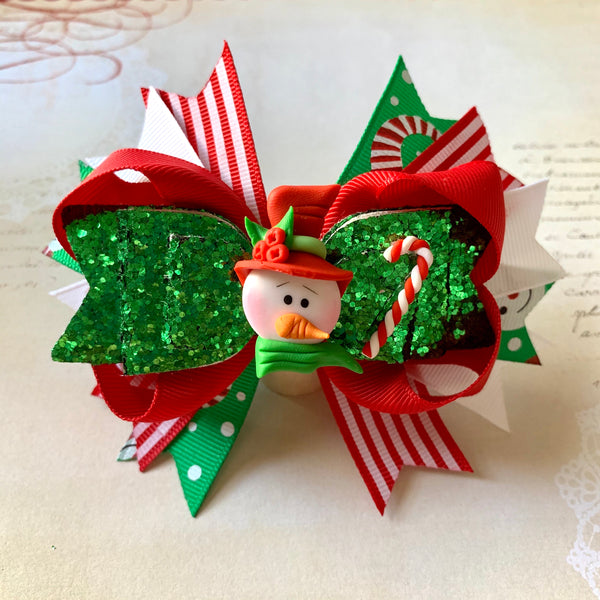 Snowman Holiday Hair Bow