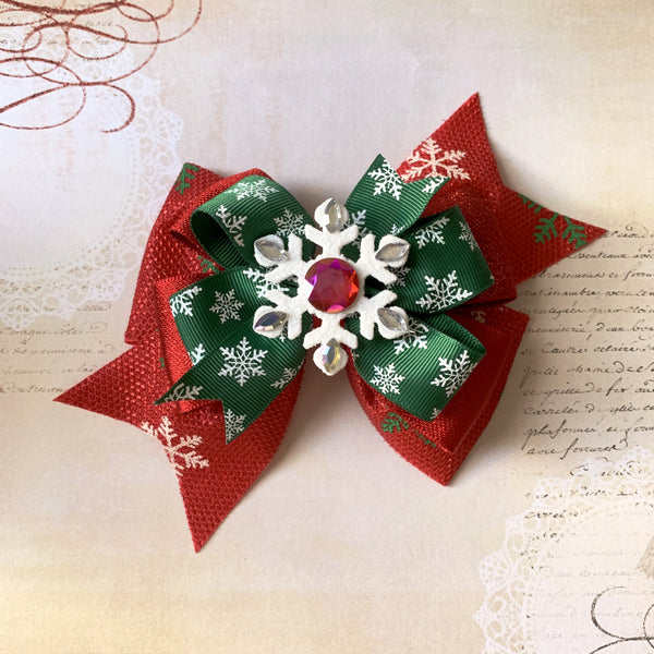 Snowflake Holiday Hair Bow