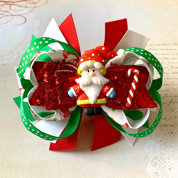 Santa Holiday Hair Bow