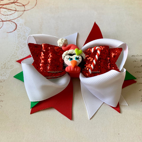 Penguin Holiday Hair Bow