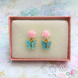 Butterfly & Rose Earrings