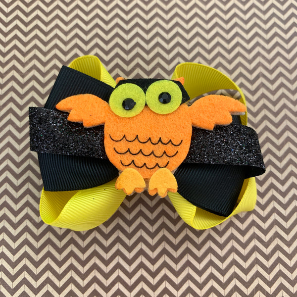 Orange Owl Hair Bow