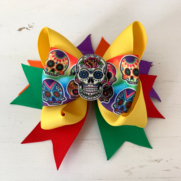 Festive Skulls Hair Bow