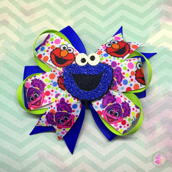 Blue Monster Hair Bow